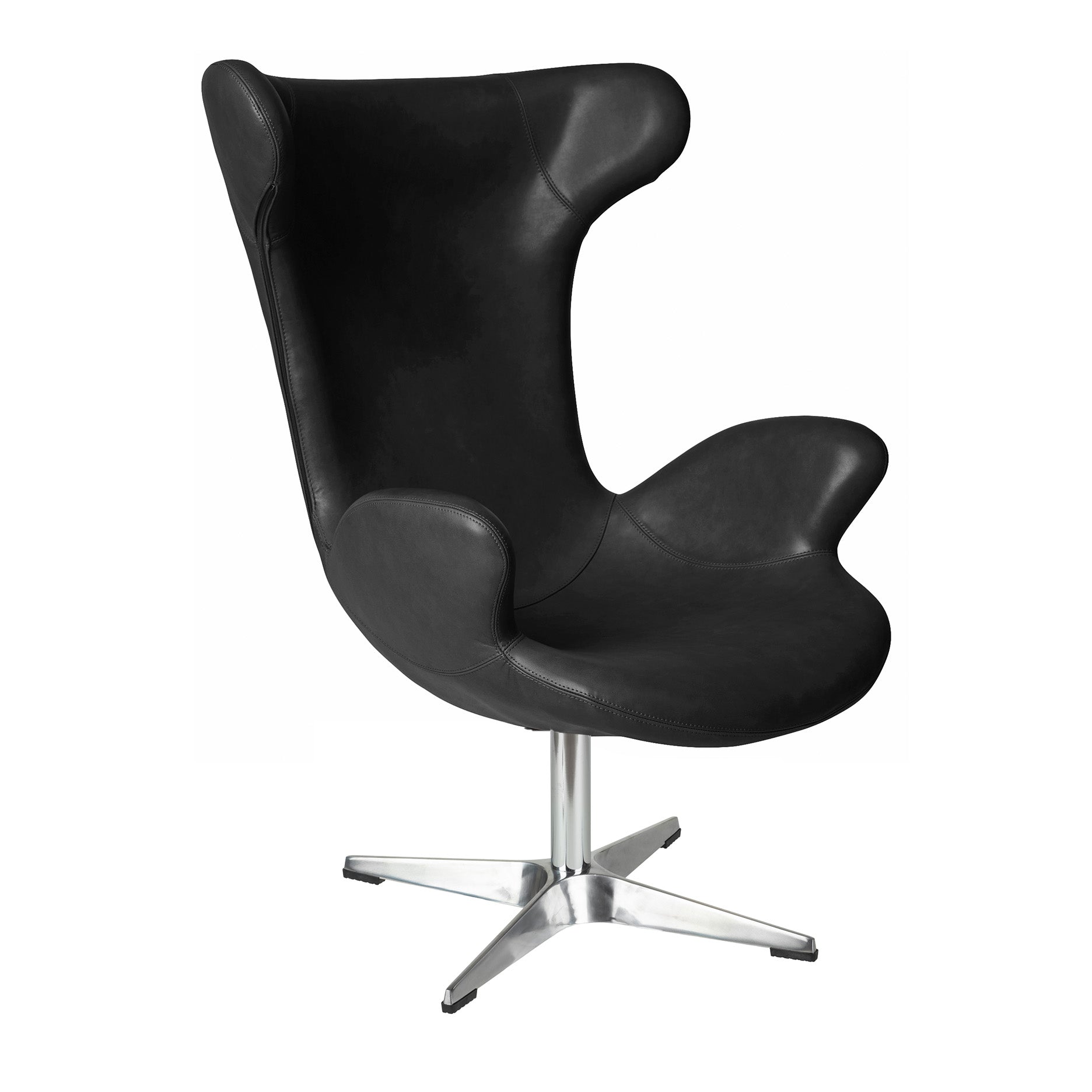 Victor loungestol læder m. chrome drejesokkel